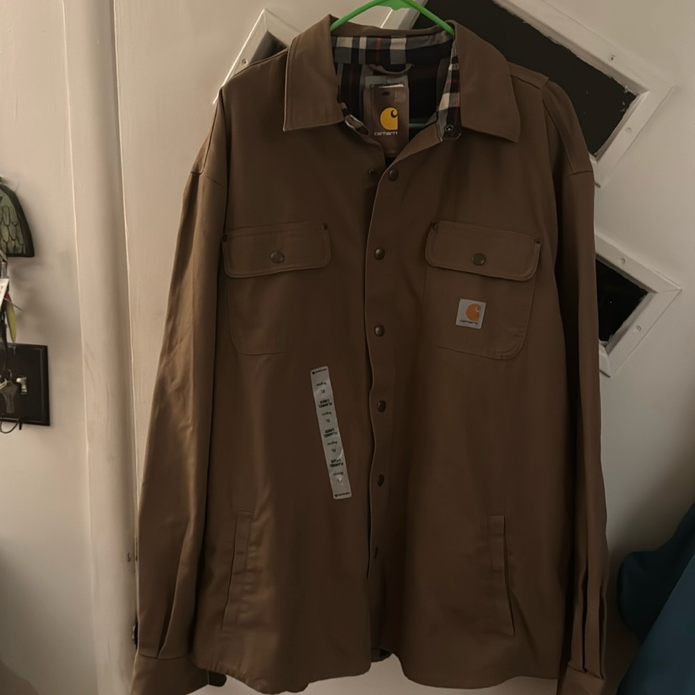 Carhartt Rugged Flex Relaxed-Fit Canvas Fleece-Lined Shirt Jacket for Men